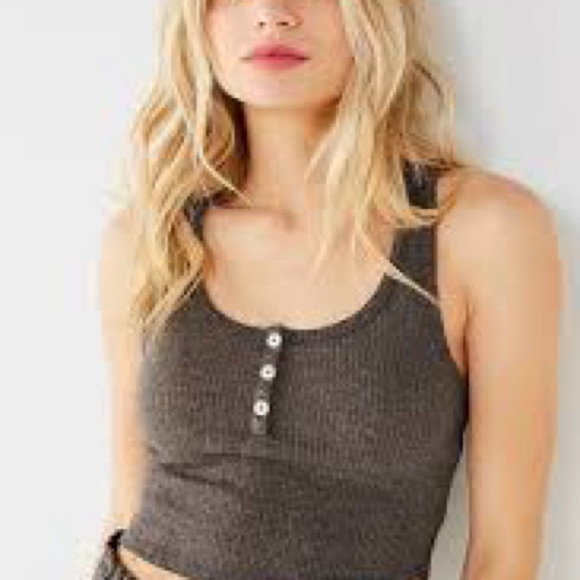 Urban Outfitters  Out From Under Brielle Flirty Henley Tan Tank Top - Picture 2 of 5